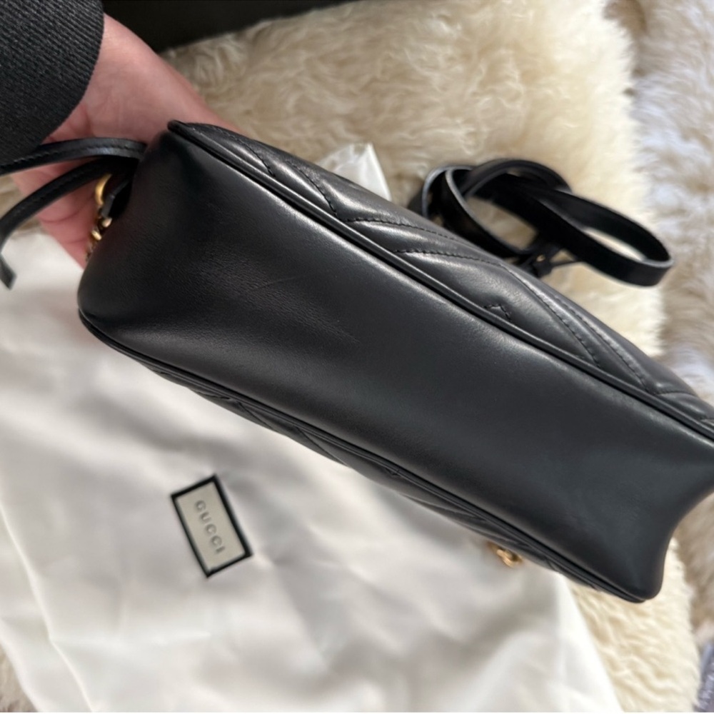 Gucci Black Matelassé Marmont Chevron Shoulder Bag - Picture 7 of 7